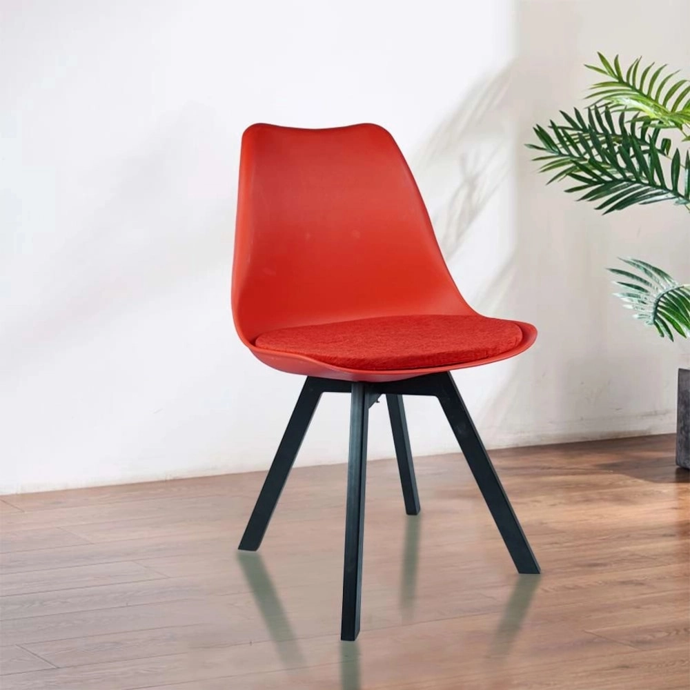 Heavy Duty Tulip Chair Black Stand - Red